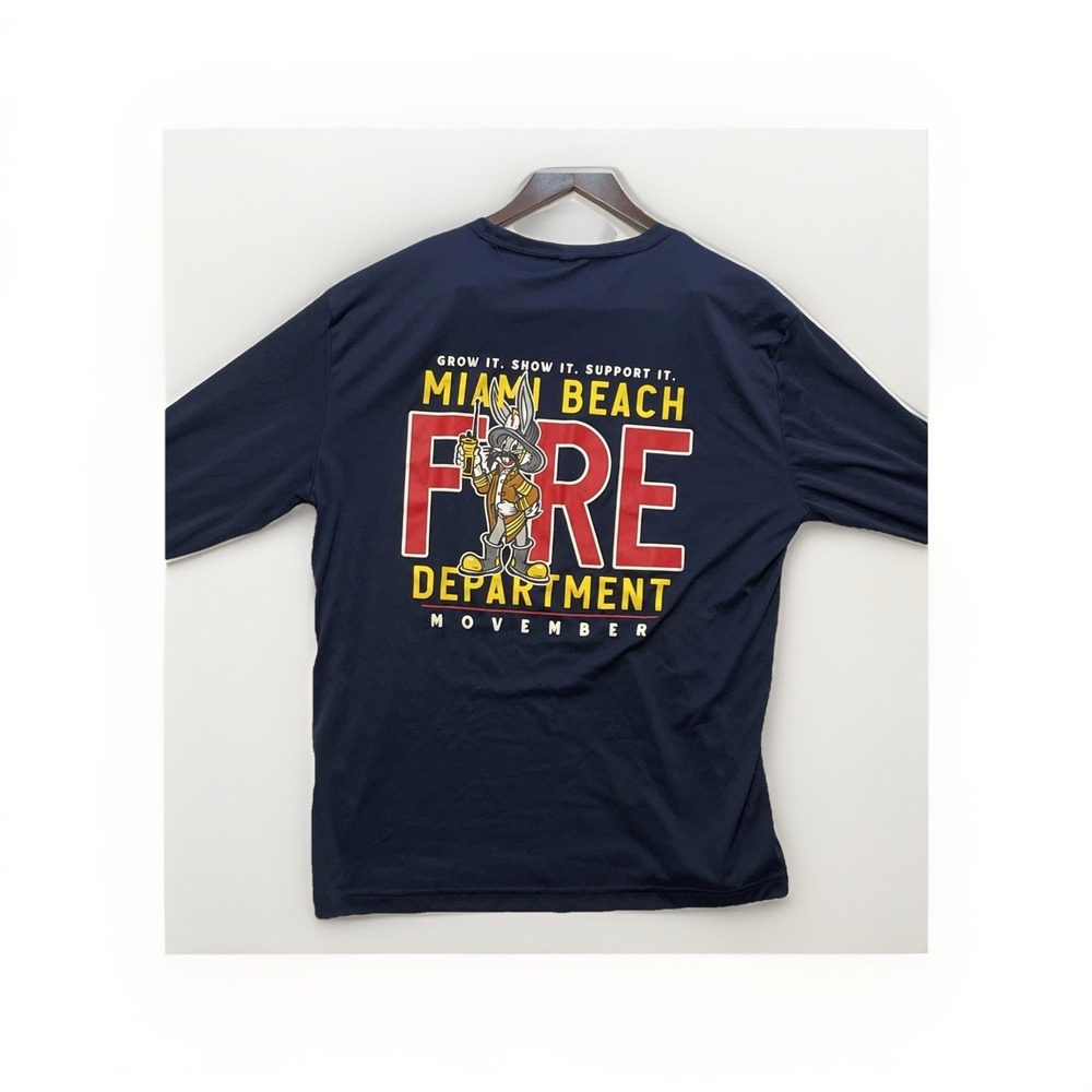 Miami Beach Fire Department‎ Mustache "Movember" Men's Long Sleeve